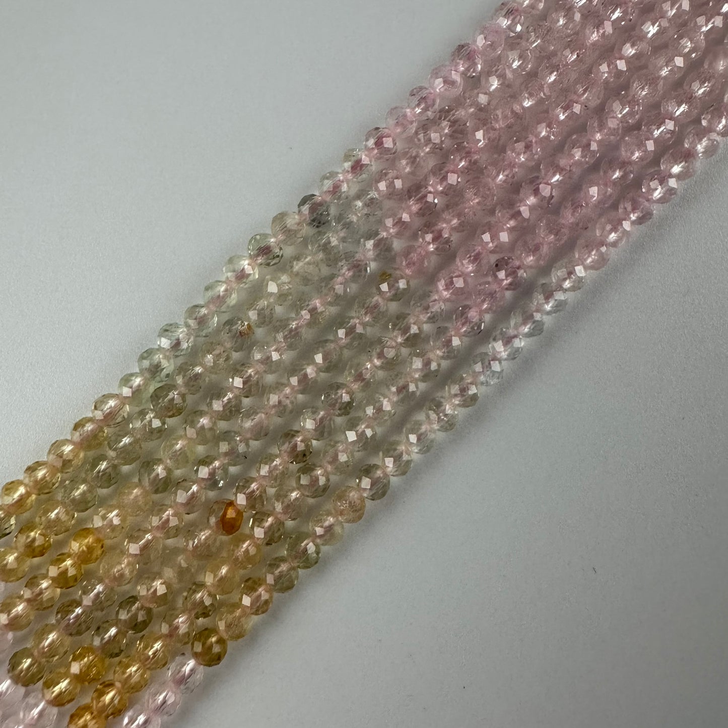 Aquamarine Morganite Faceted Round Beads