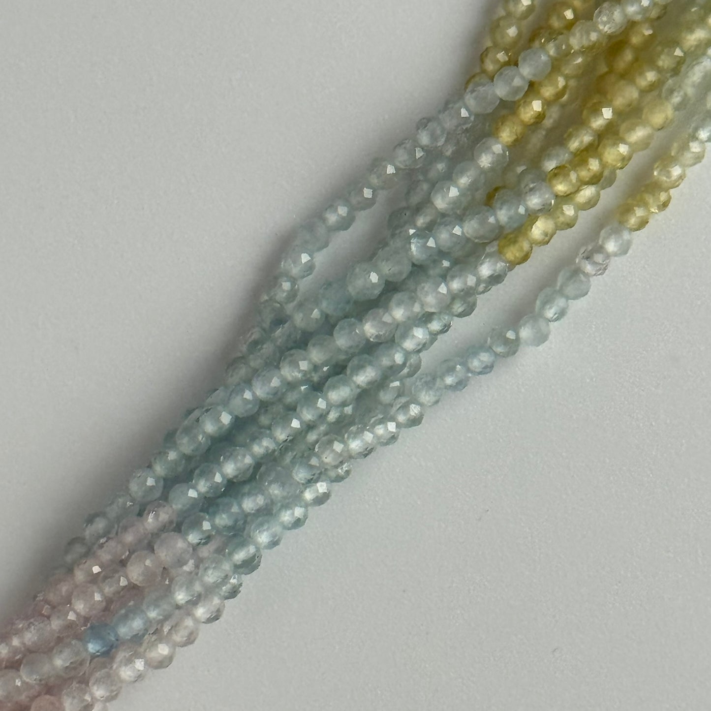 Aquamarine Morganite Faceted Round Beads