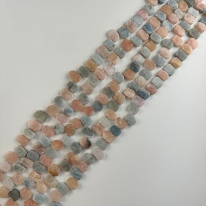 Aquamarine Morganite Flat Oval Shaped Side Drilled Gemstone Beads - (A Quality)
