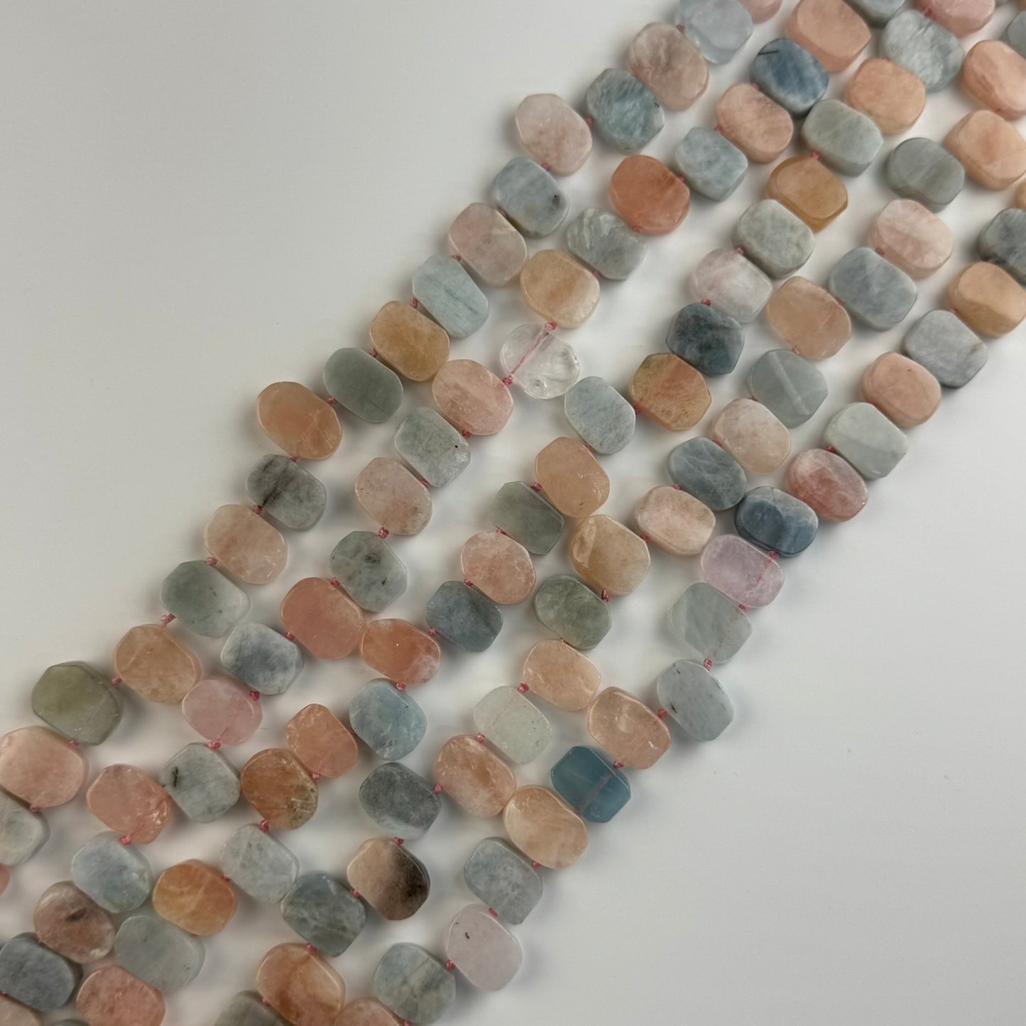 Aquamarine Morganite Flat Oval Side Drilled Beads - (A Quality)