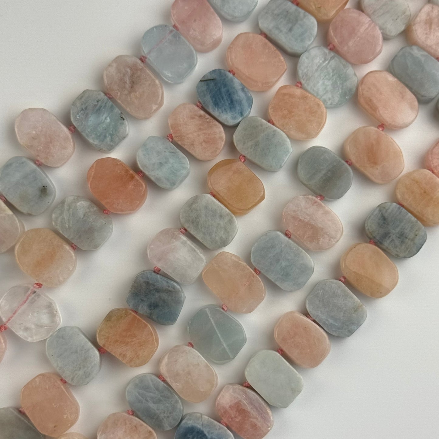 Aquamarine Morganite Flat Oval Side Drilled Beads - (A Quality)