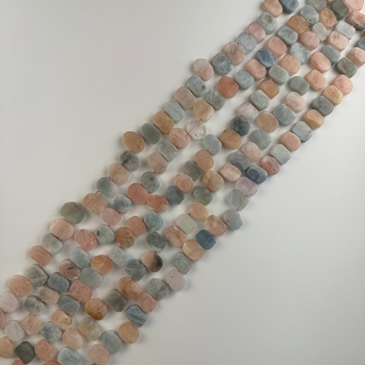 Aquamarine Morganite Flat Oval Side Drilled Beads - (A Quality)