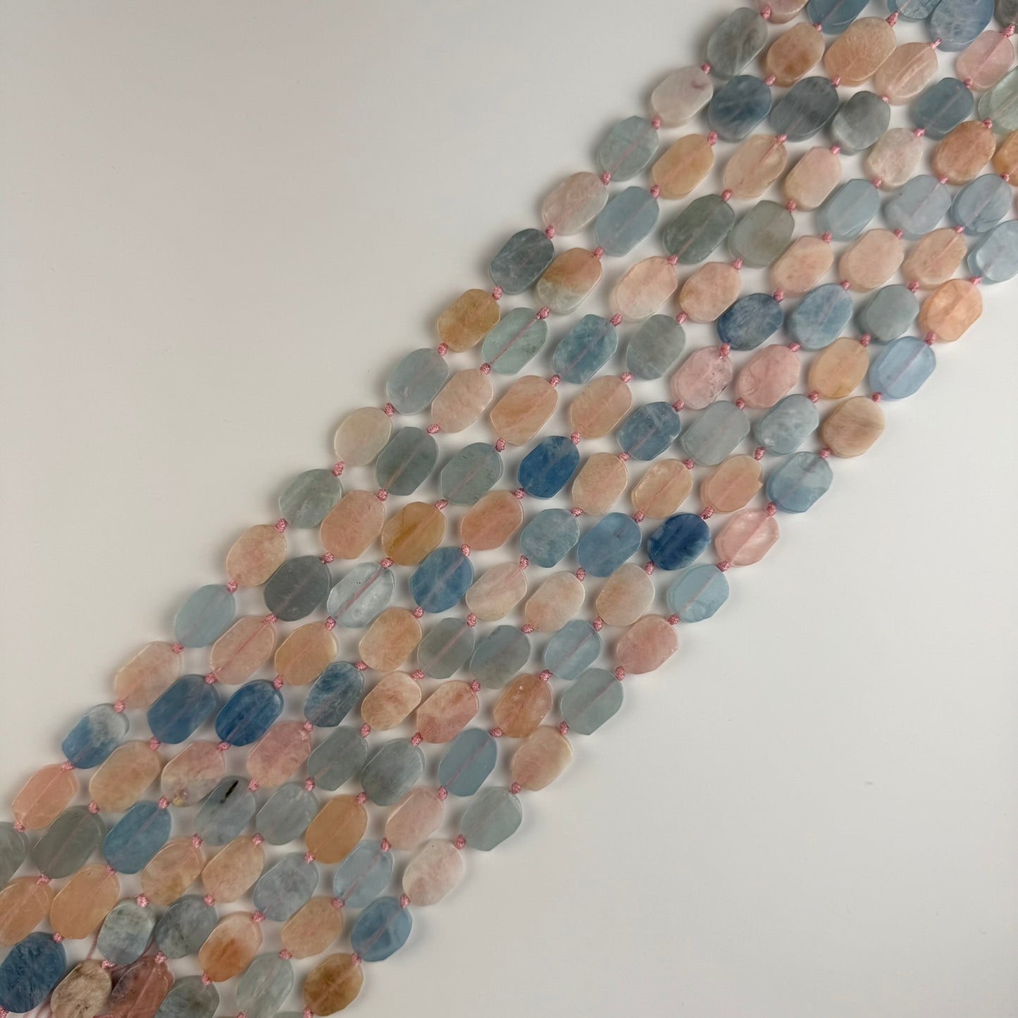 Aquamarine Morganite Flat Oval Beads - (AA Quality)