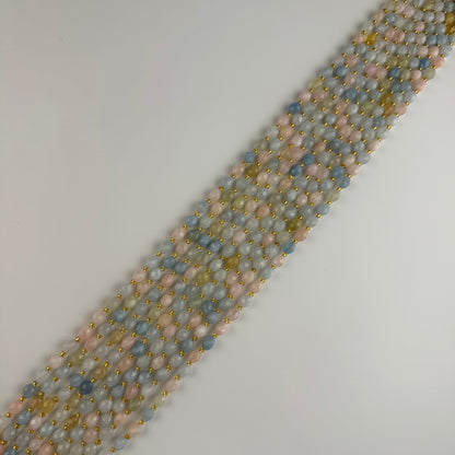 Aquamarine Morganite Faceted Barrel Shaped Gemstone Beads - (AA Quality)