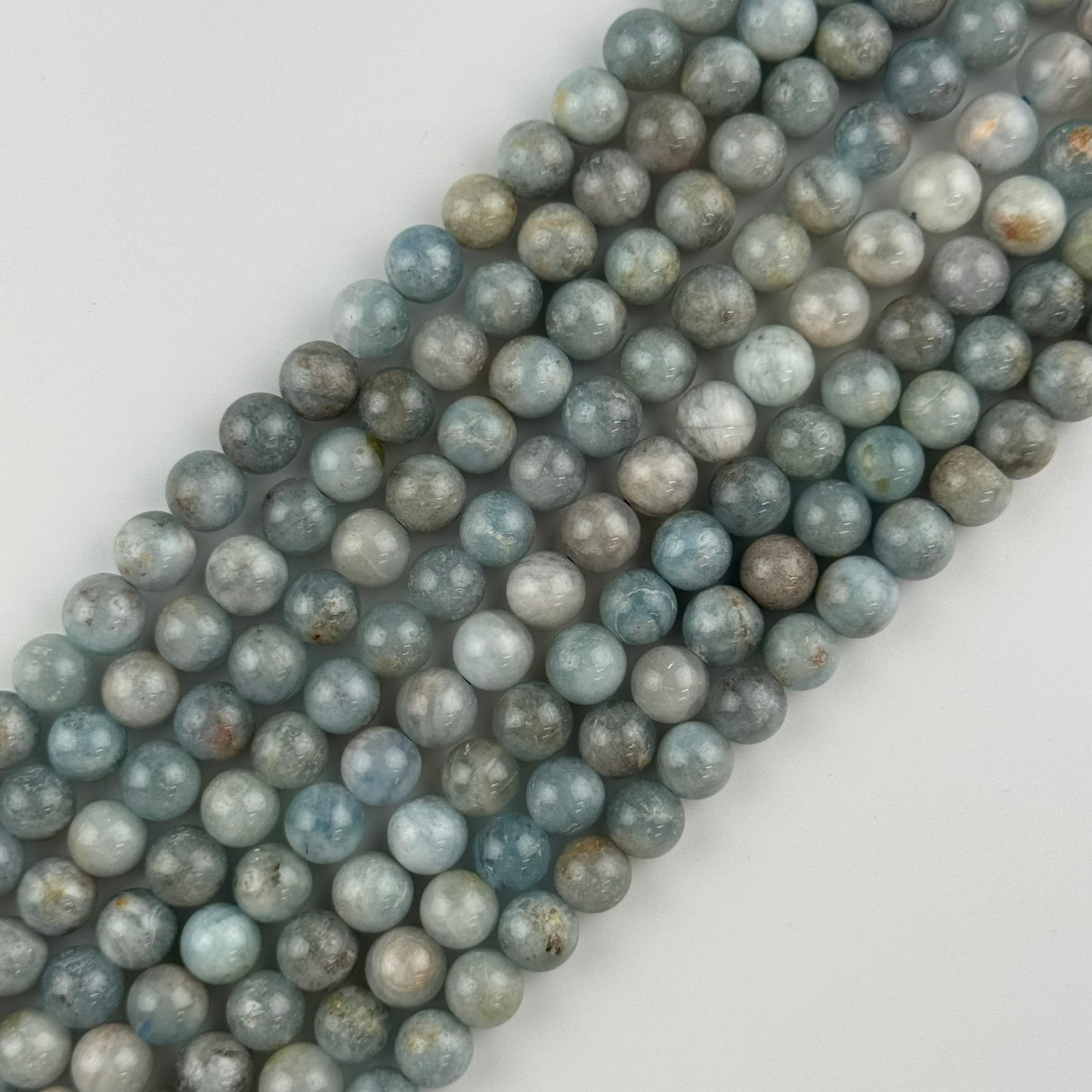 Aquamarine Polished Round Gemstone Beads - (B Quality)
