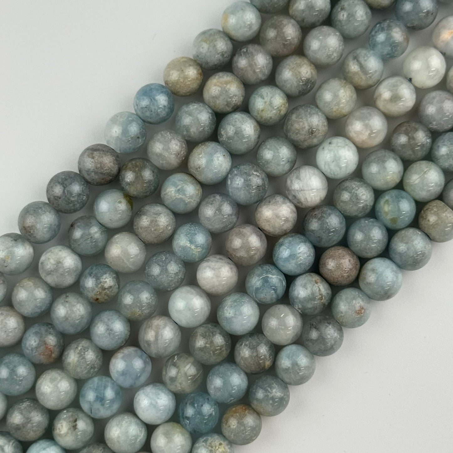 Aquamarine Polished Round Gemstone Beads - (B Quality)