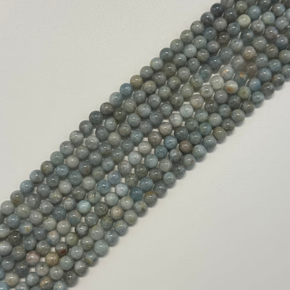 Aquamarine Polished Round Gemstone Beads - (B Quality)