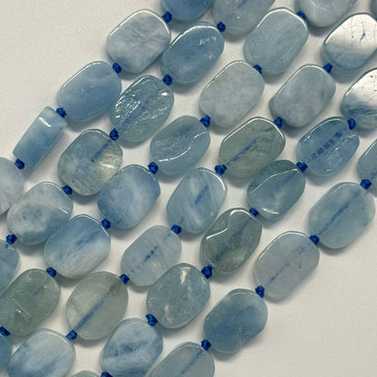 Aquamarine Oval Flat Gemstone Beads - (AA Quality)