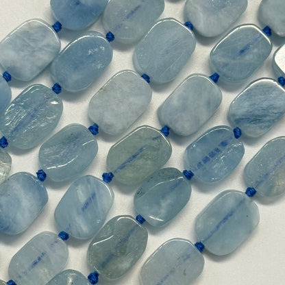Aquamarine Oval Flat Gemstone Beads - (AA Quality)
