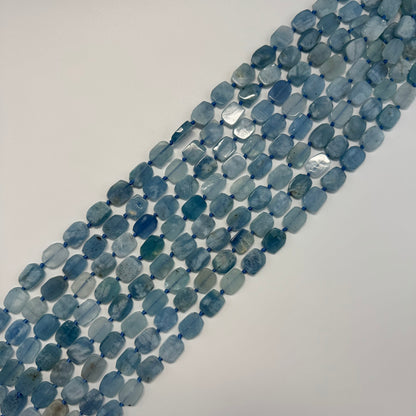 Aquamarine Oval Flat Gemstone Beads - (AA Quality)