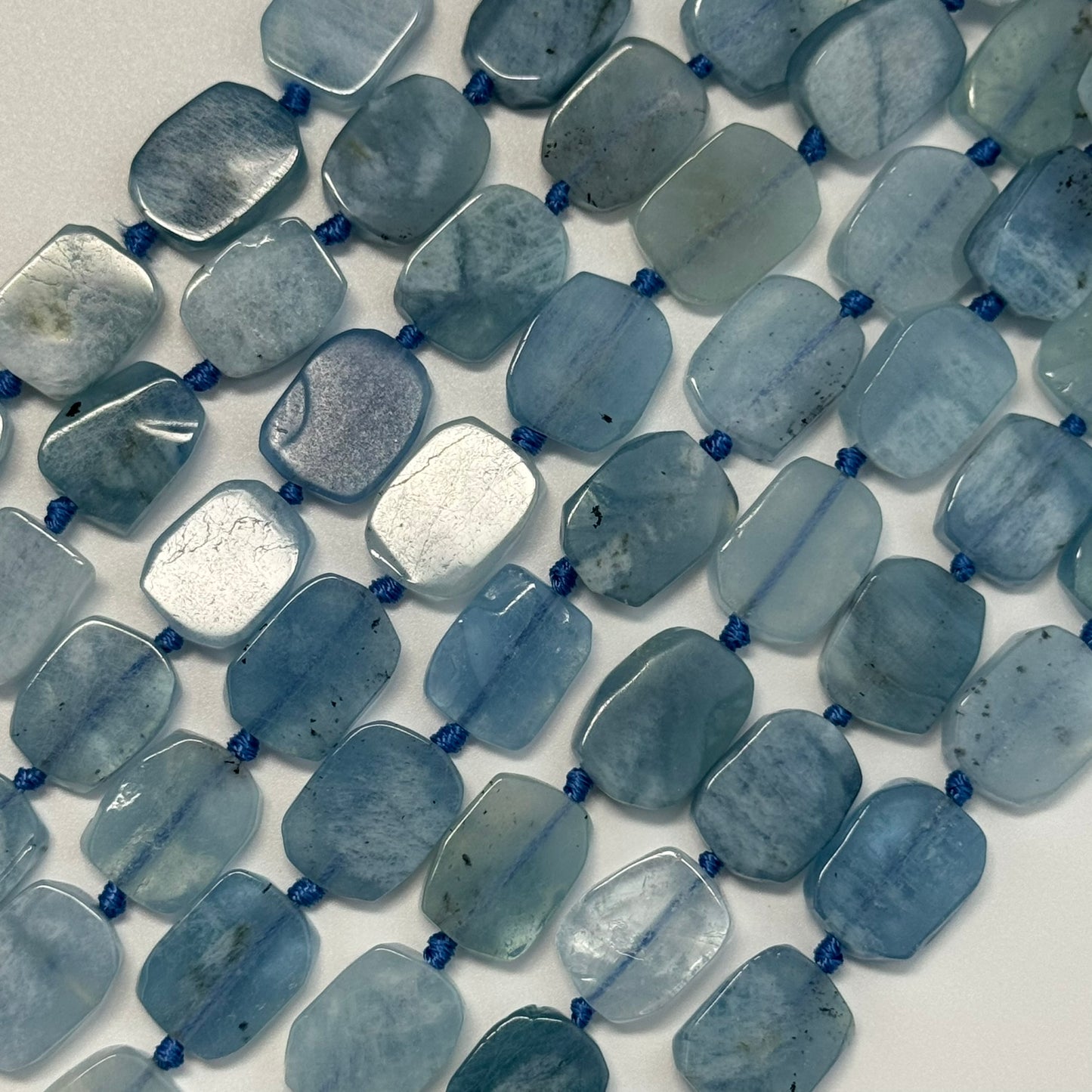 Aquamarine Oval Flat Beads - (AA Quality)