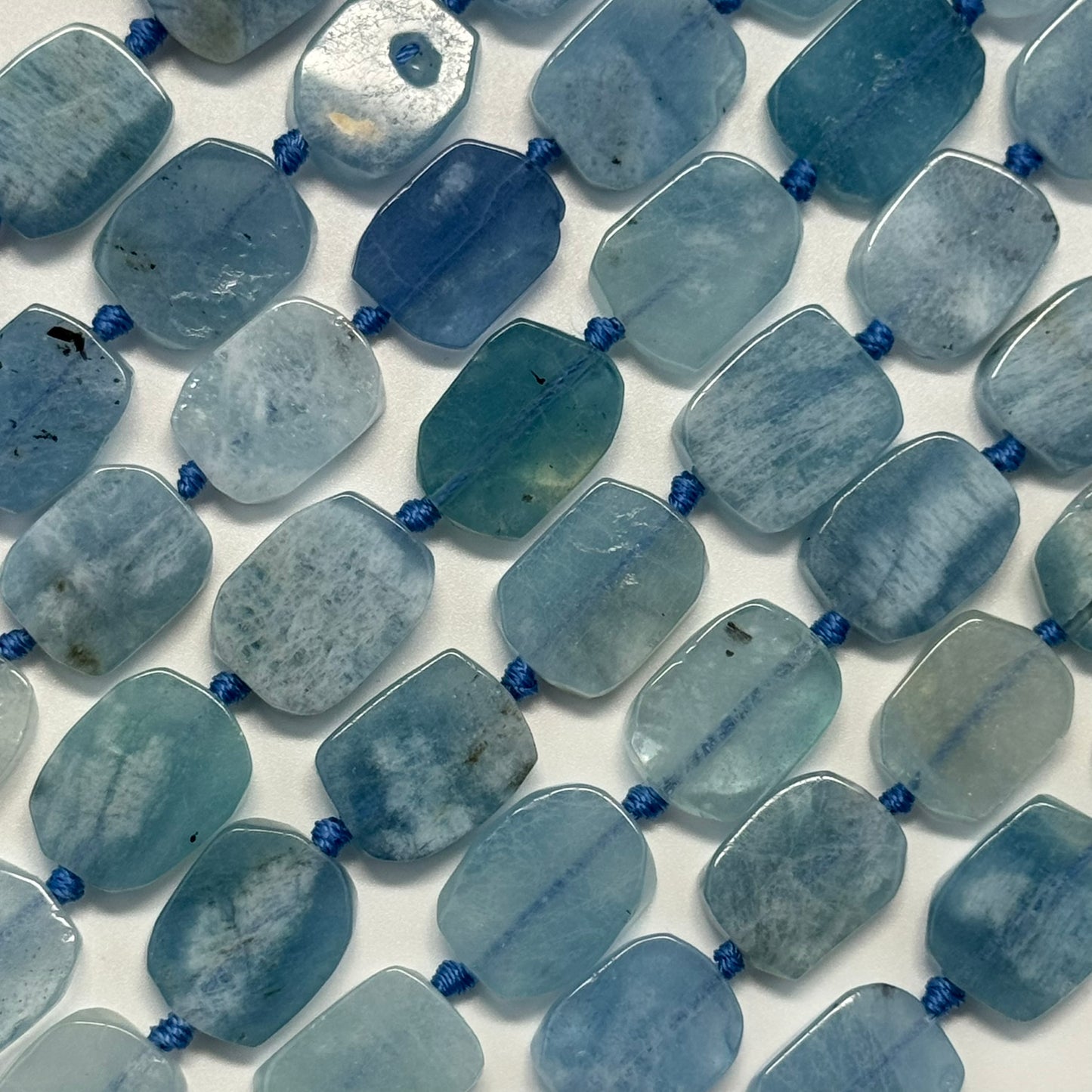 Aquamarine Oval Flat Beads - (AA Quality)