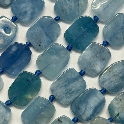 Aquamarine Oval Flat Gemstone Beads - (AA Quality)
