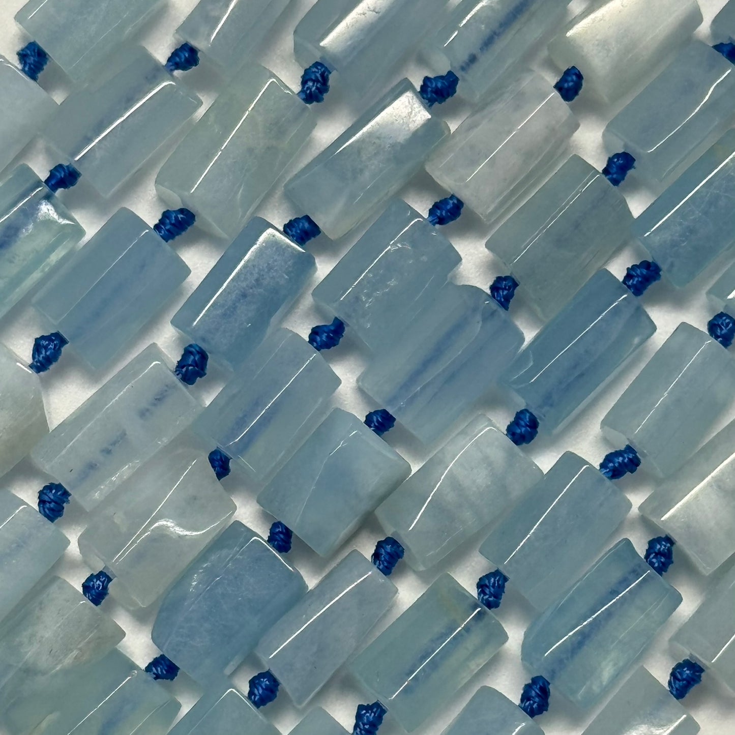 Aquamarine Cylinder Beads