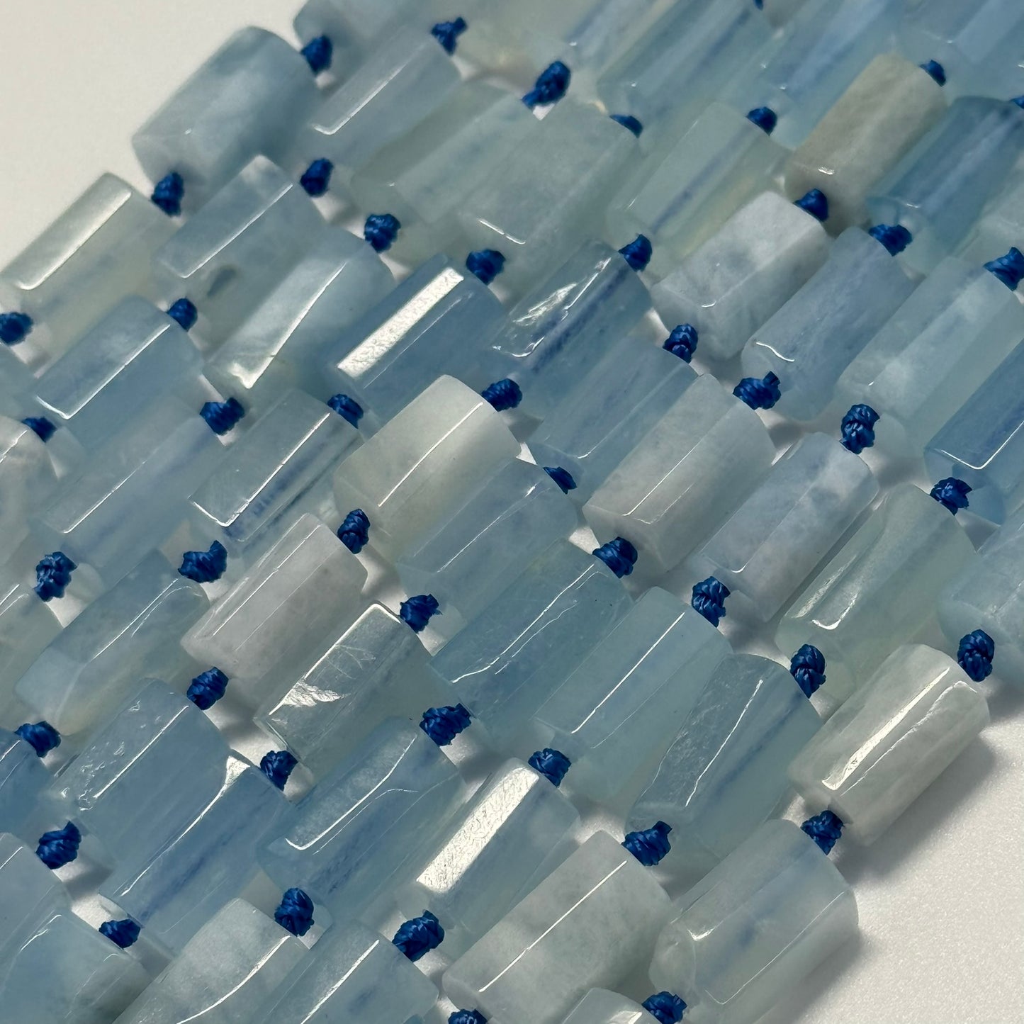 Aquamarine Cylinder Beads