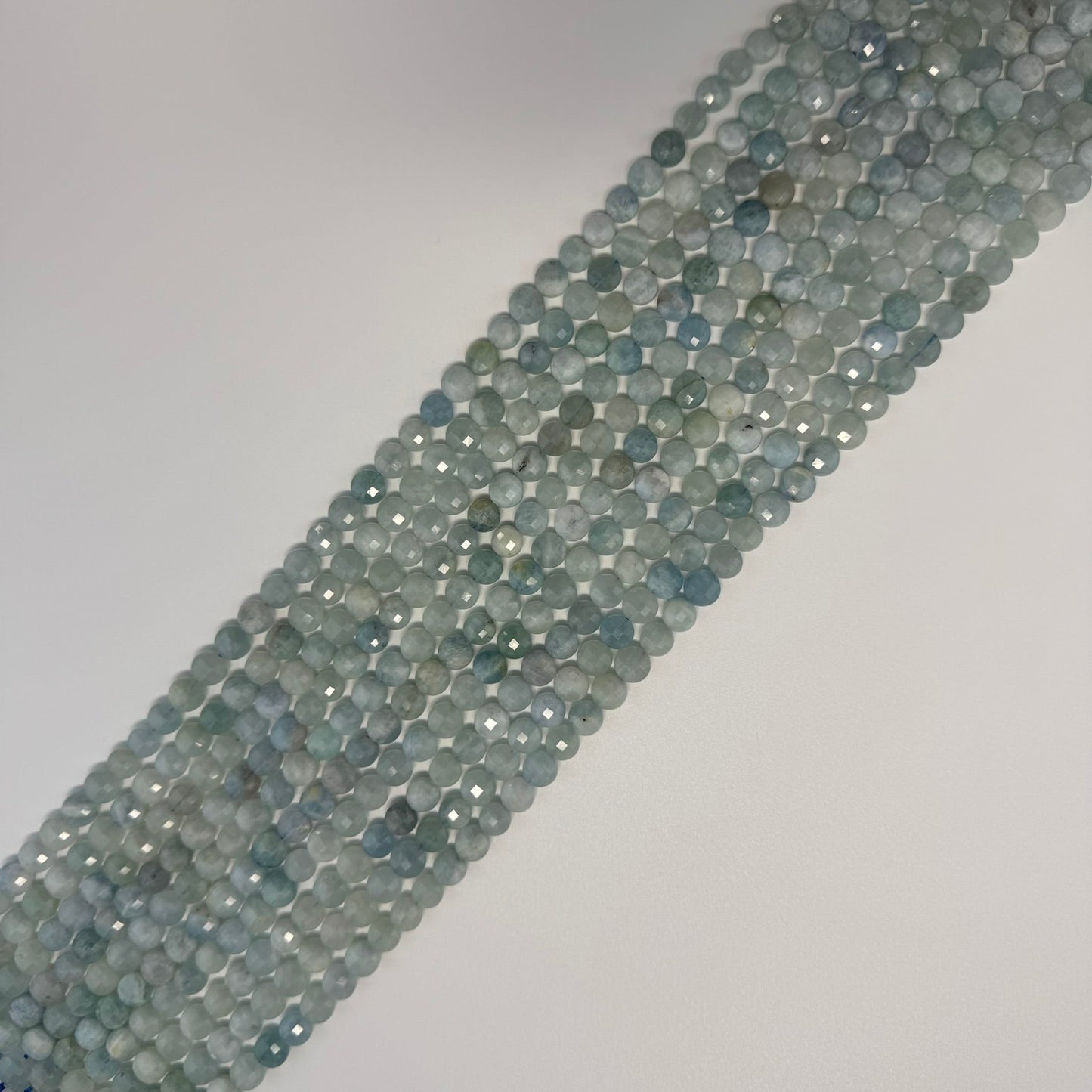 Aquamarine Lentil Beads