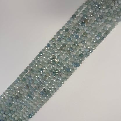 Aquamarine Lentil Gemstone Beads