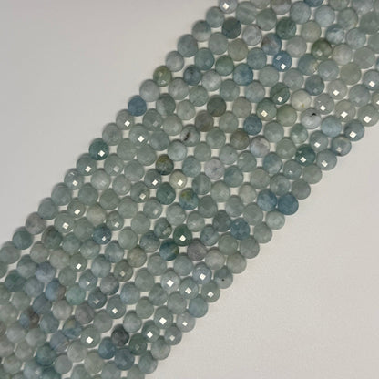 Aquamarine Lentil Gemstone Beads
