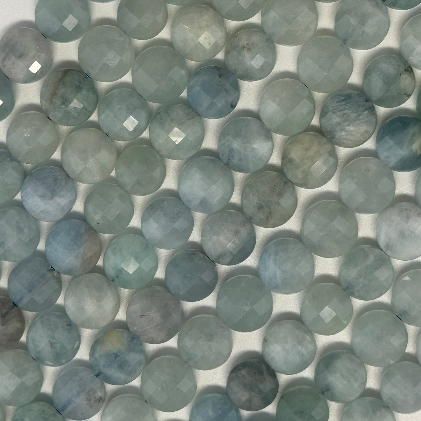 Aquamarine Lentil Beads