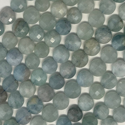 Aquamarine Lentil Gemstone Beads