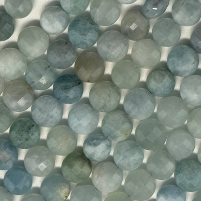 Aquamarine Lentil Gemstone Beads