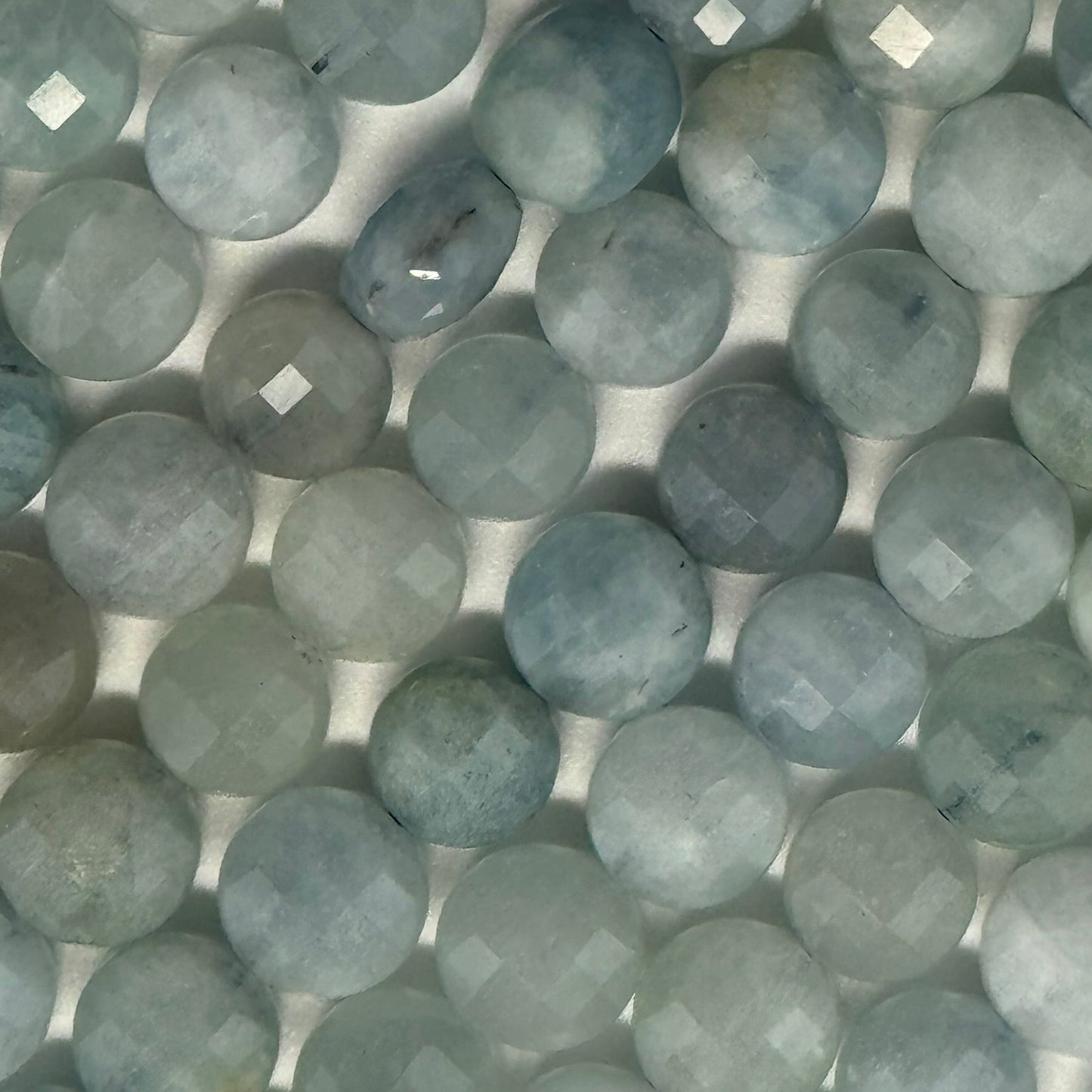 Aquamarine Lentil Beads