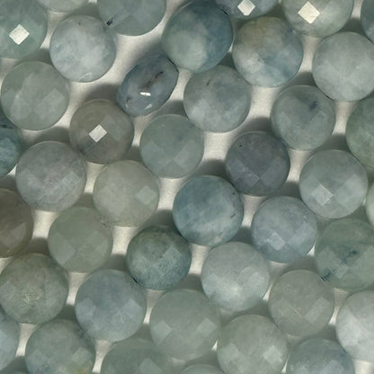 Aquamarine Lentil Gemstone Beads
