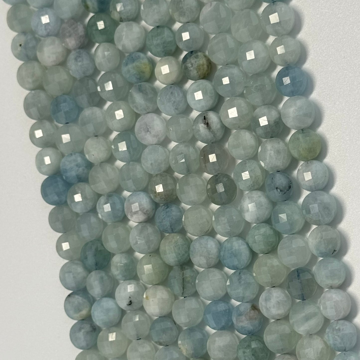 Aquamarine Lentil Beads