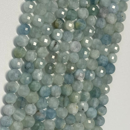 Aquamarine Lentil Gemstone Beads