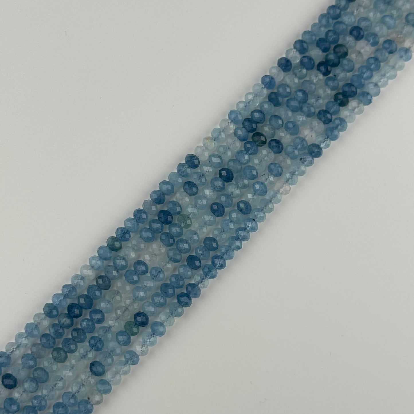 Aquamarine Faceted Rondelle Gemstone Beads