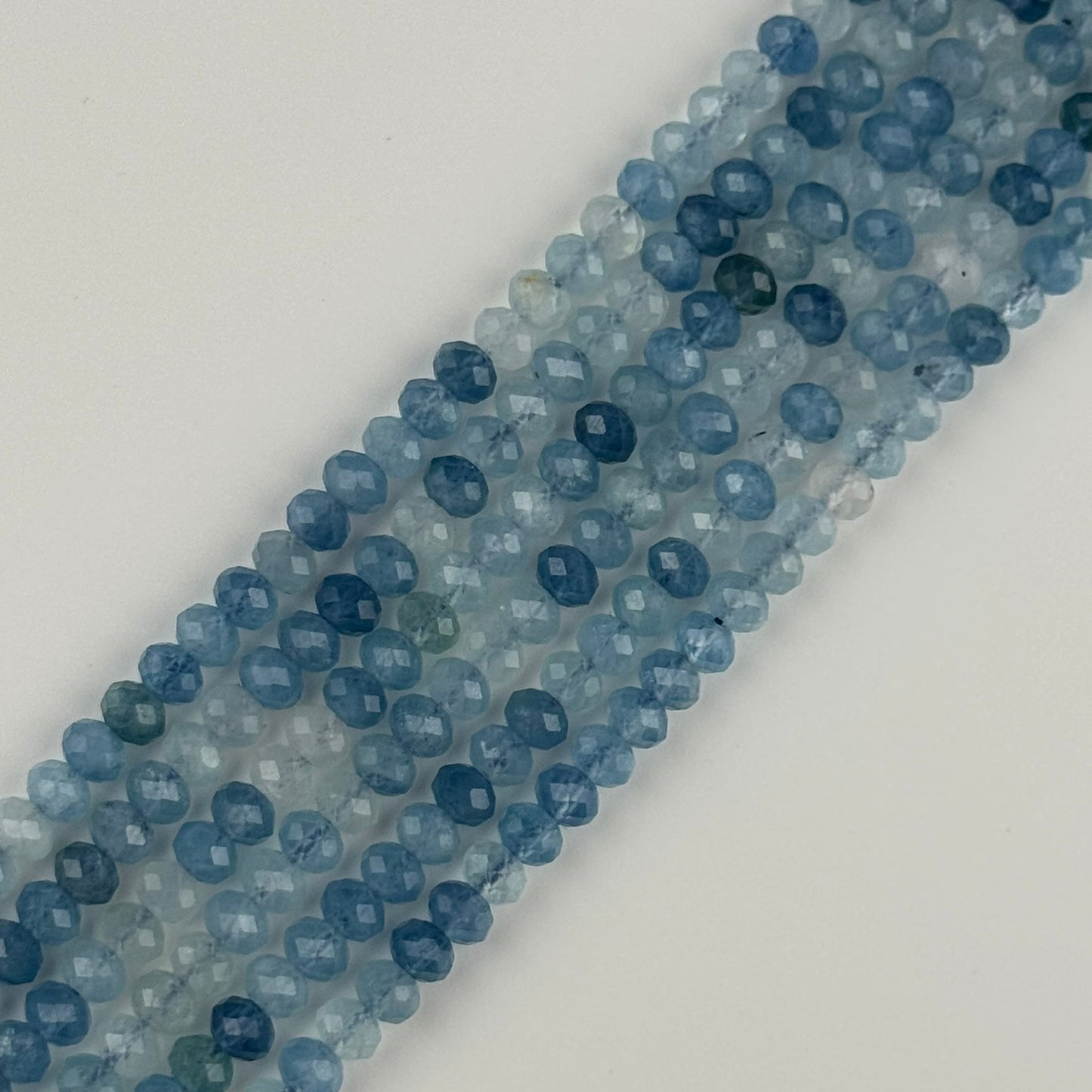 Aquamarine Faceted Rondelle Gemstone Beads