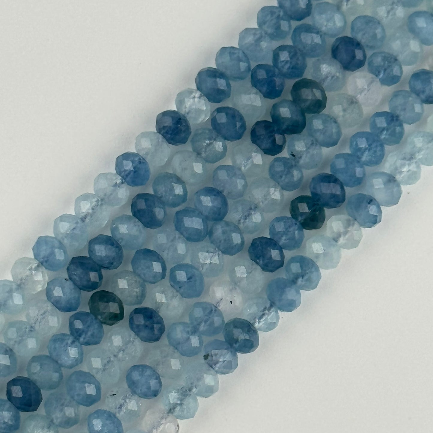 Aquamarine Faceted Rondelle Gemstone Beads