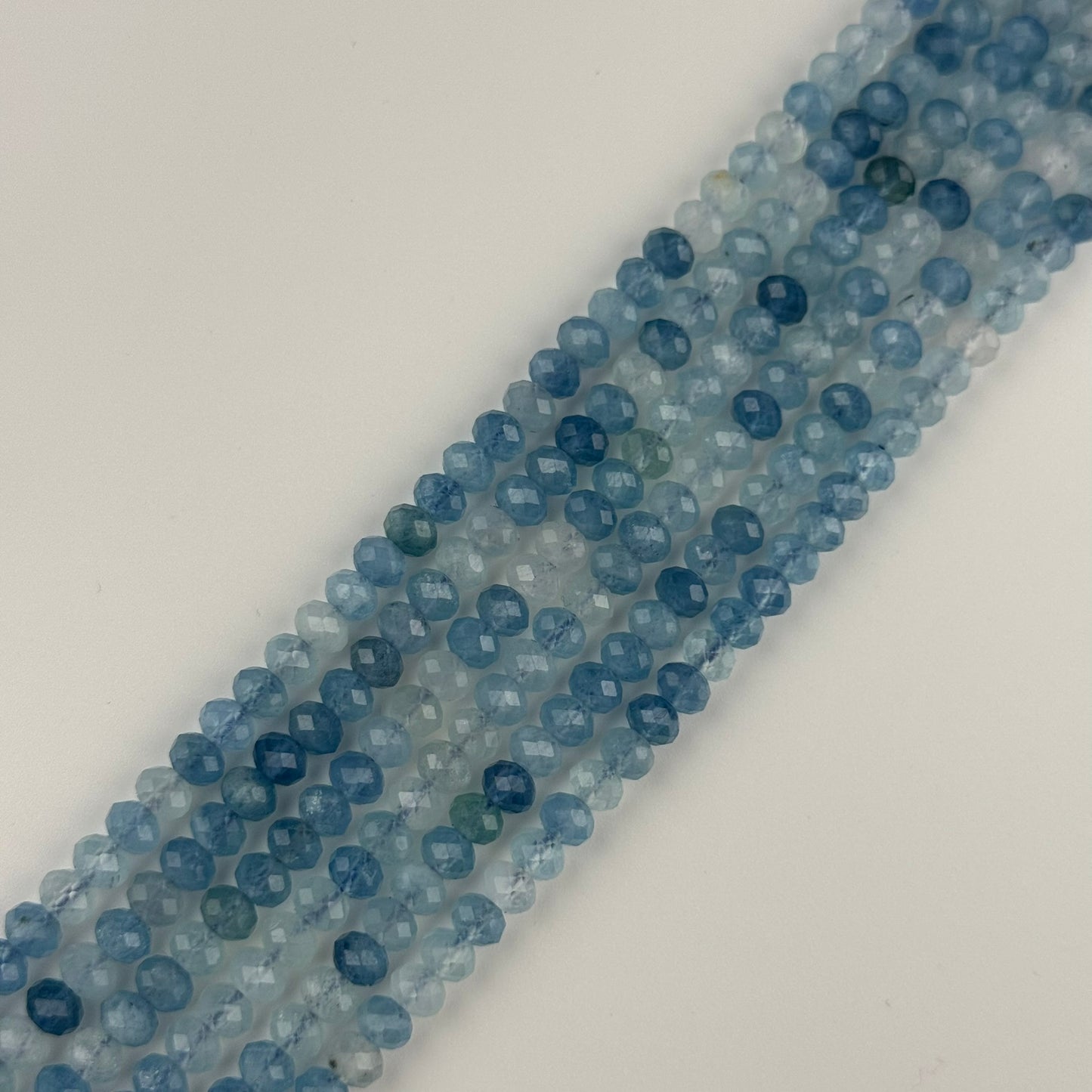Aquamarine Faceted Rondelle Gemstone Beads