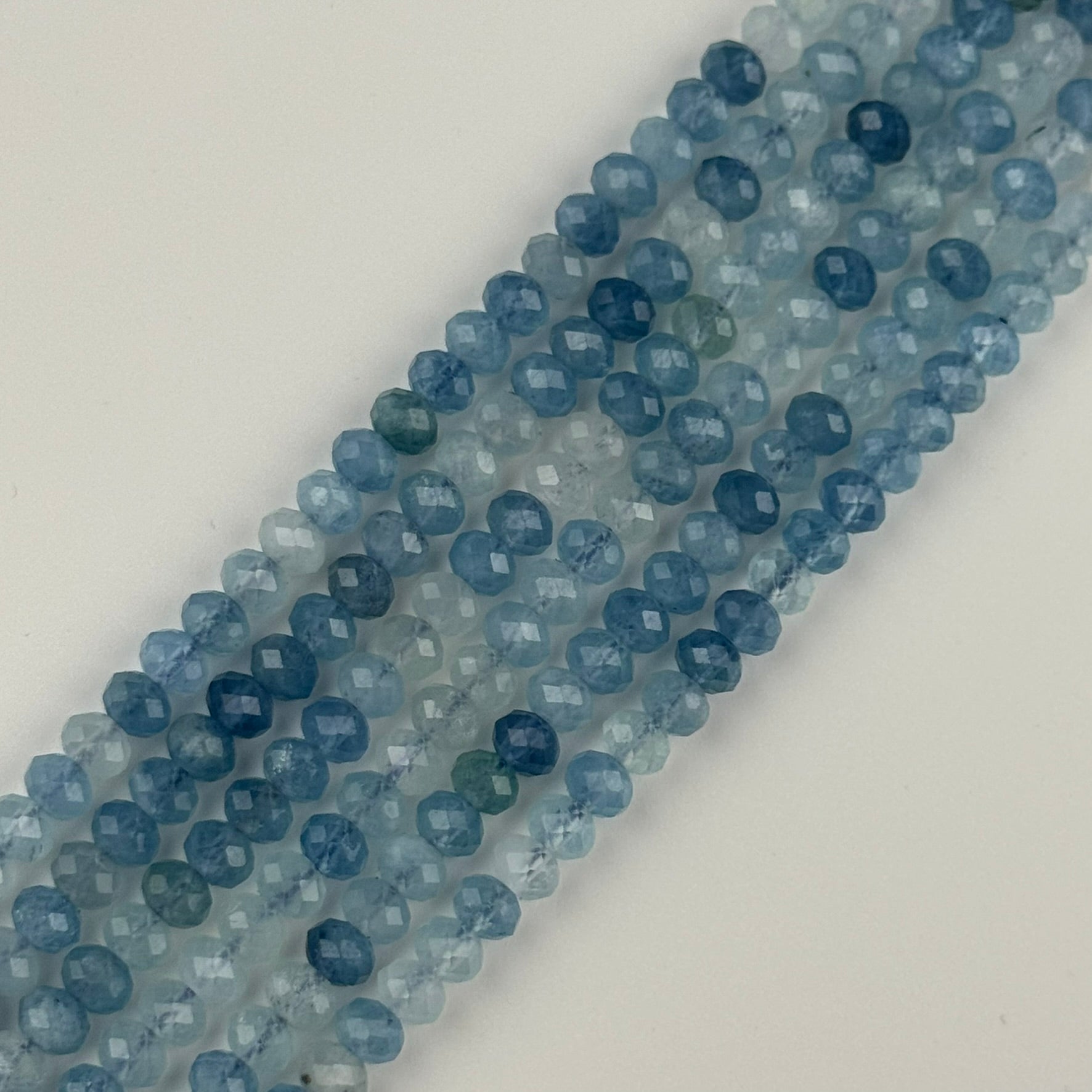 Aquamarine Faceted Rondelle Gemstone Beads