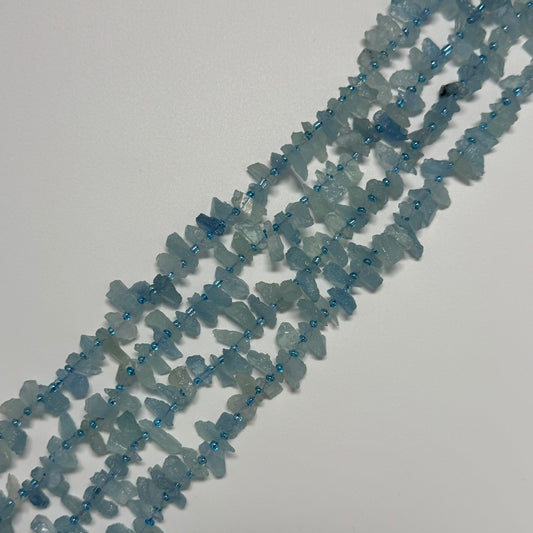 Aquamarine Rough - Side Drilled Blade Shape Gemstone Beads - (AA Quality)