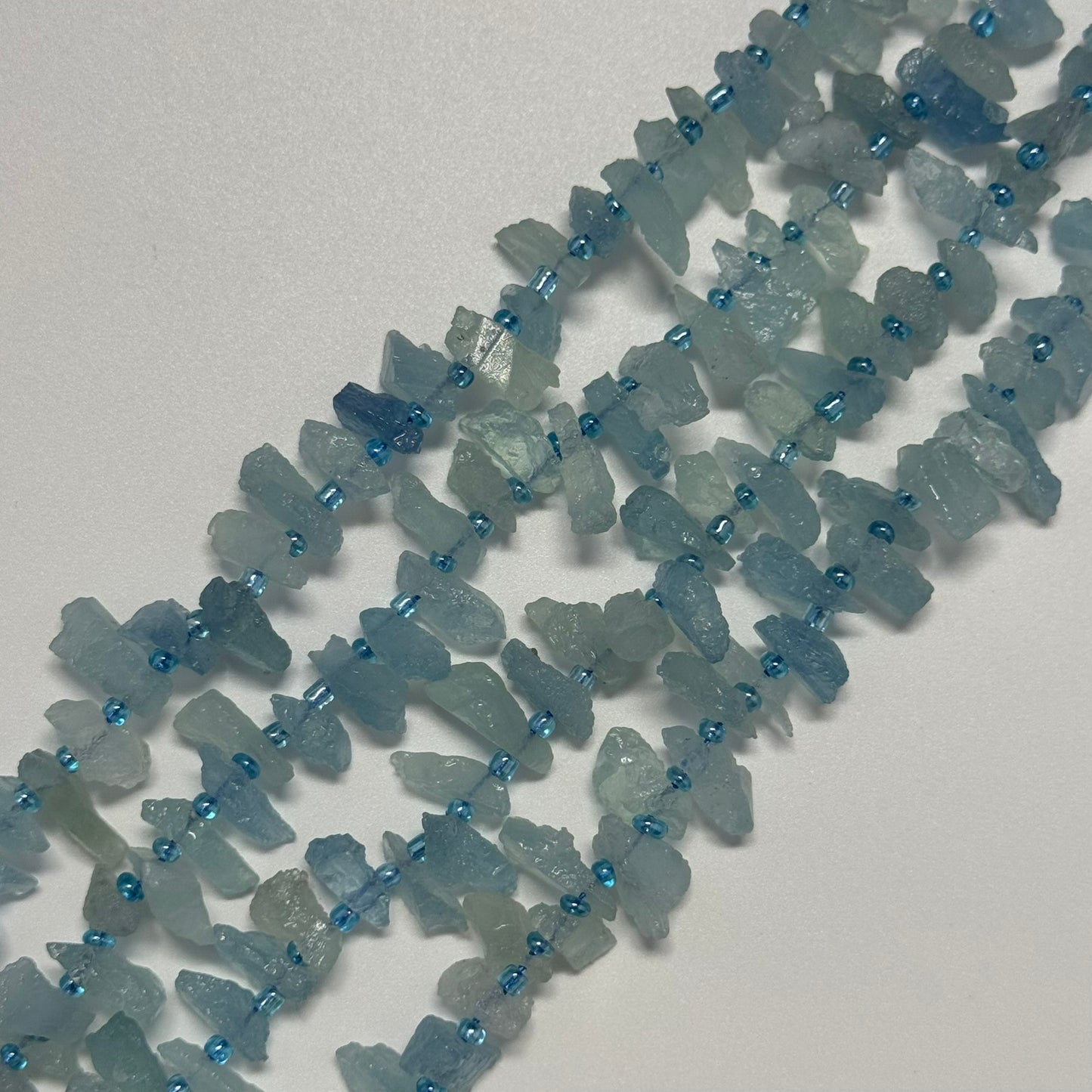 Aquamarine Rough Side Drilled Beads Blade Shape- (AA Quality)