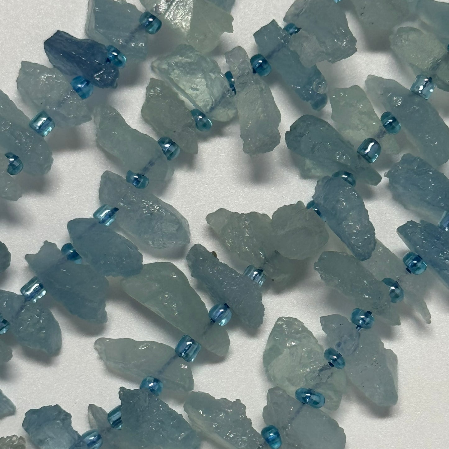 Aquamarine Rough Side Drilled Beads Blade Shape- (AA Quality)