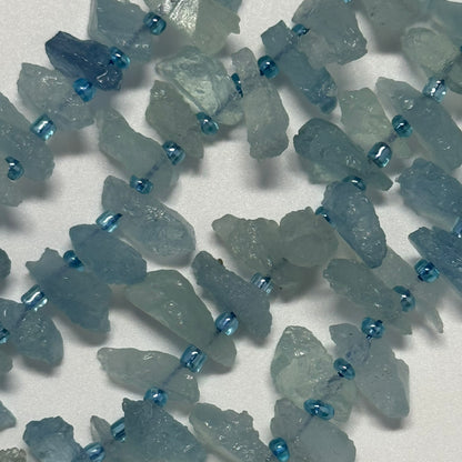 Aquamarine Rough - Side Drilled Blade Shape Gemstone Beads - (AA Quality)