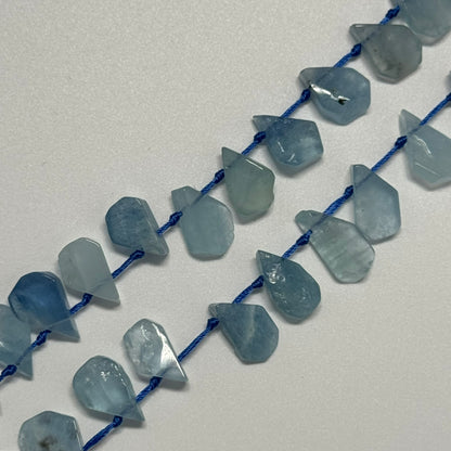 Aquamarine Pear Shaped Side Drilled Gemstone Beads - (A Quality)