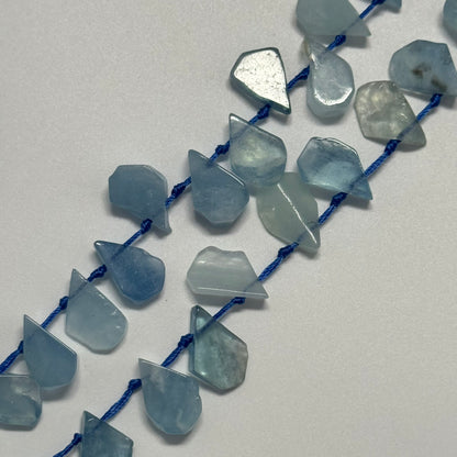 Aquamarine Pear Shaped Side Drilled Gemstone Beads - (A Quality)