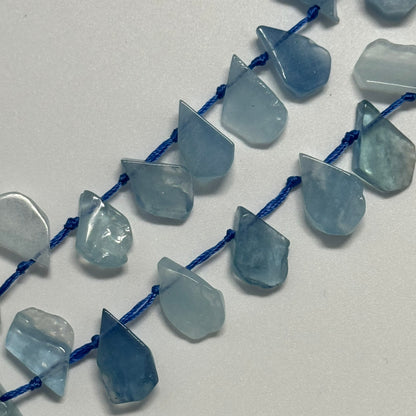 Aquamarine Pear Shaped Side Drilled Gemstone Beads - (A Quality)