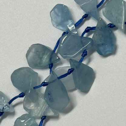 Aquamarine Pear Shaped Side Drilled Gemstone Beads - (A Quality)