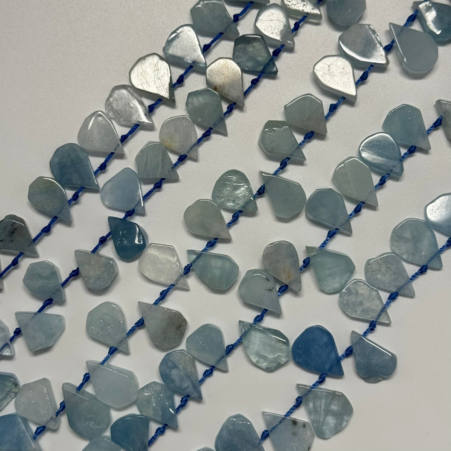 Aquamarine Pear Shaped Side Drilled Beads - (A Quality)