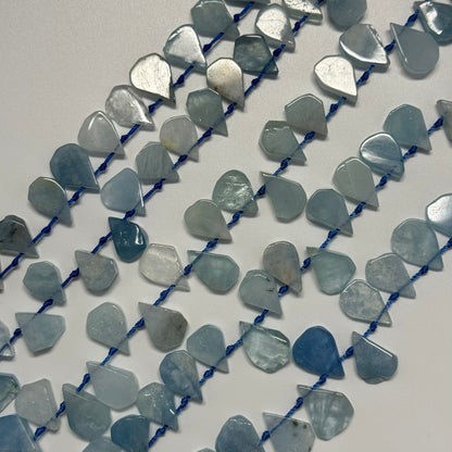 Aquamarine Pear Shaped Side Drilled Gemstone Beads - (A Quality)