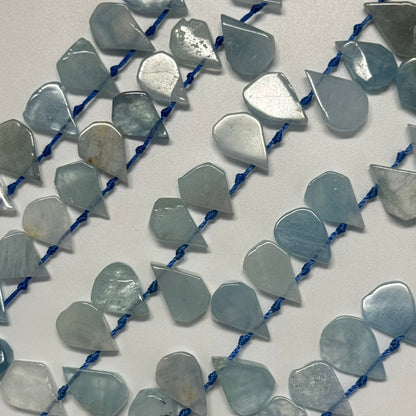Aquamarine Pear Shaped Side Drilled Gemstone Beads - (A Quality)