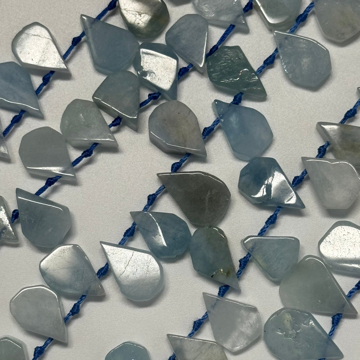 Aquamarine Pear Shaped Side Drilled Beads - (A Quality)