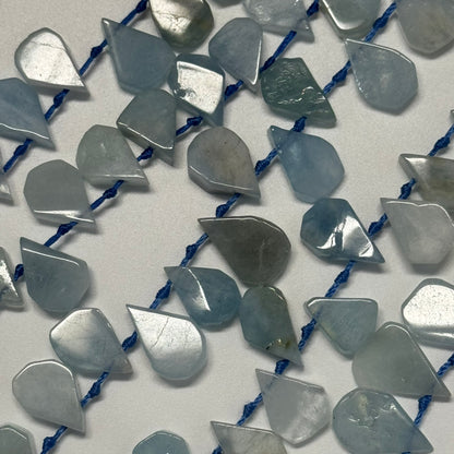 Aquamarine Pear Shaped Side Drilled Gemstone Beads - (A Quality)