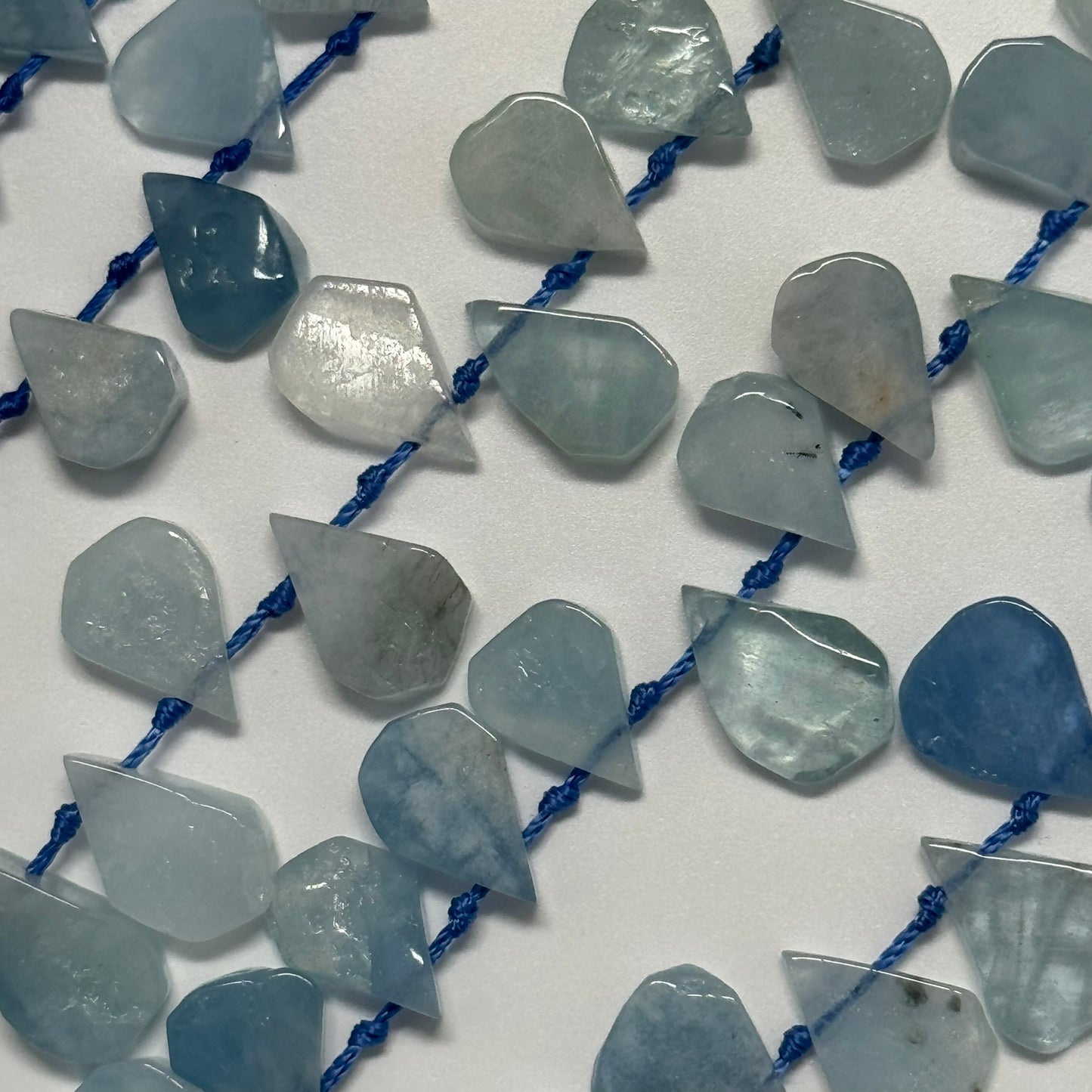 Aquamarine Pear Shaped Side Drilled Beads - (A Quality)
