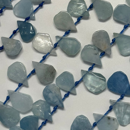 Aquamarine Pear Shaped Side Drilled Gemstone Beads - (A Quality)