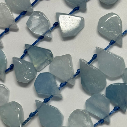 Aquamarine Pear Shaped Side Drilled Gemstone Beads - (A Quality)